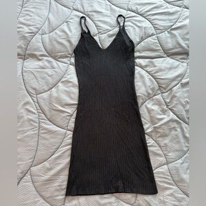 Black Ribbed Sleeveless mini Dress Preloved - size Xs - good condition